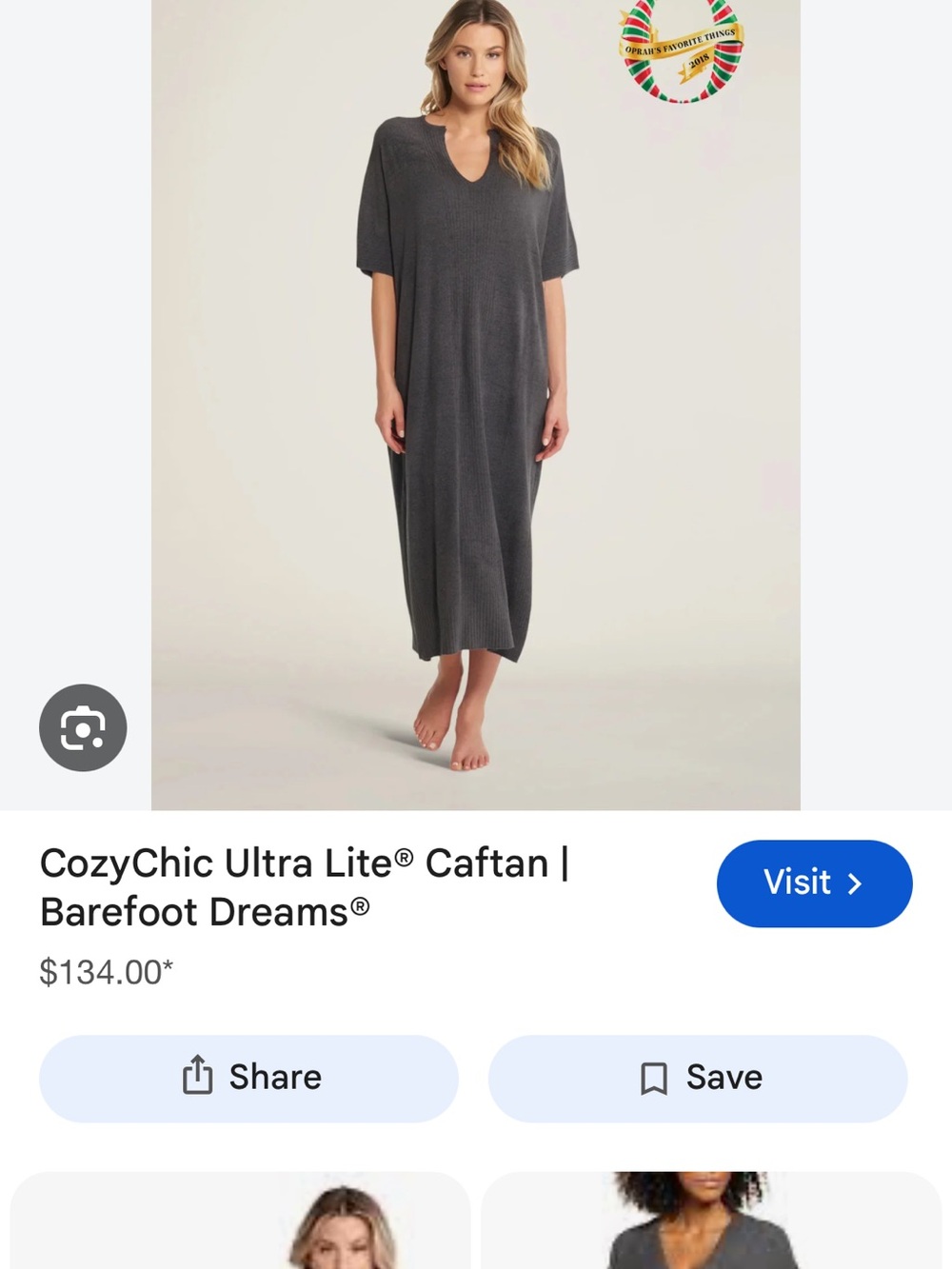 Barefoot Dreams CozyChic Ultra Lite Caftan in Charcoal Gray